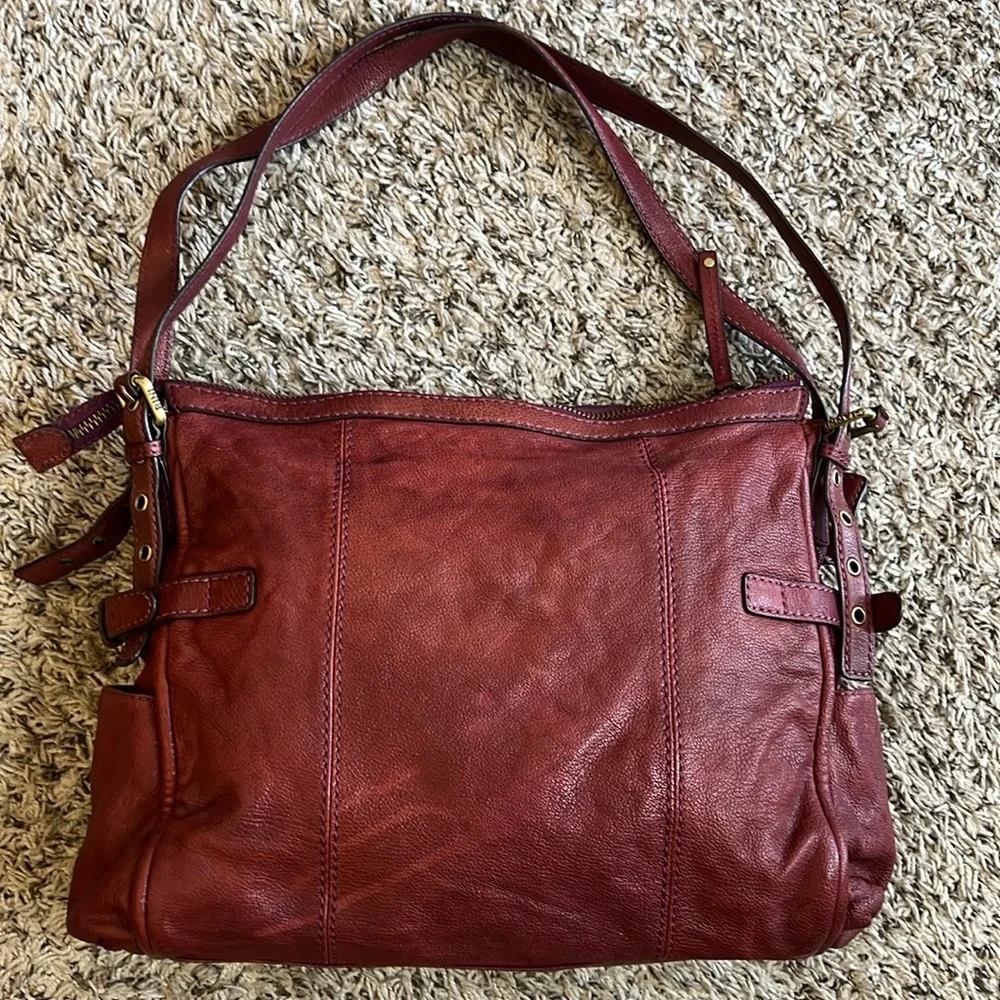 Gianni Bini Burgundy Leather Large Hobo‎ Shoulder Bag